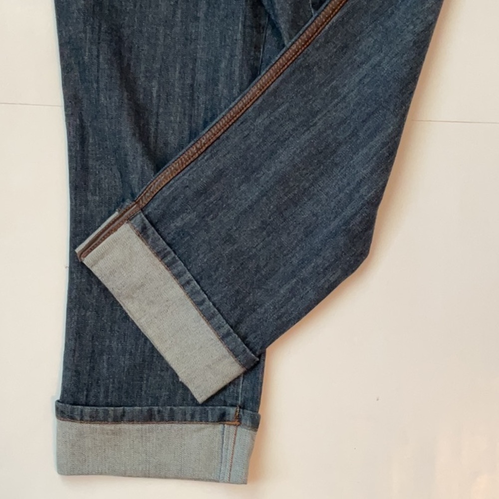 A.Z.I Cropped Jeans With Faux Leather Trim - Picture 7 of 8